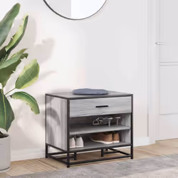 vidaXL Shoe Bench Entryway Bench Hallway Shoe Rack Engineered Wood and Metal - grey sonoma