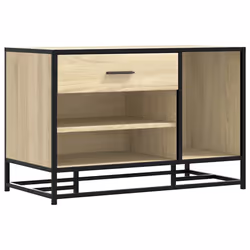 vidaXL Shoe Bench Black 80x40x53.5 cm Engineered Wood and Metal bench - sonoma oak