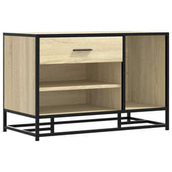 vidaXL Shoe Bench Black 80x40x53.5 cm Engineered Wood and Metal bench - sonoma oak