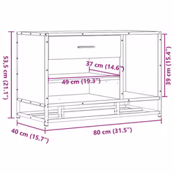 vidaXL Shoe Bench Black 80x40x53.5 cm Engineered Wood and Metal bench - sonoma oak