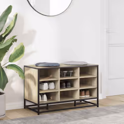 vidaXL Shoe Bench Sonoma Oak 84x40x53.5 cm Engineered Wood and Metal bench - sonoma oak