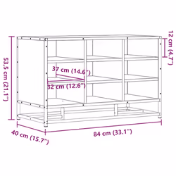 vidaXL Shoe Bench Sonoma Oak 84x40x53.5 cm Engineered Wood and Metal bench - sonoma oak - Additional view 8