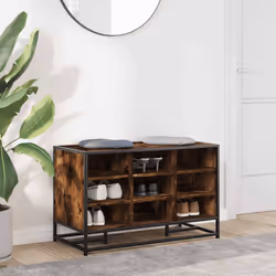 vidaXL Shoe Bench Sonoma Oak 84x40x53.5 cm Engineered Wood and Metal bench - smoked oak