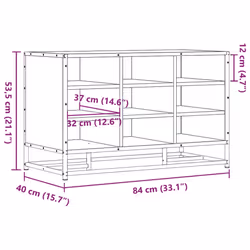 vidaXL Shoe Bench Sonoma Oak 84x40x53.5 cm Engineered Wood and Metal bench - smoked oak - Additional view 8