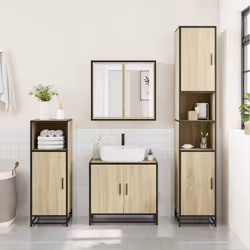 vidaXL Bathroom Cabinet Vanity Unit Cupboard Sink Cabinet Engineered Wood - sonoma oak - Additional view 2