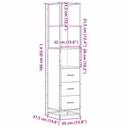 vidaXL Bathroom Cabinet Grey Sonoma 35x37.5x166 cm Engineered Wood - sonoma oak - Additional view 10
