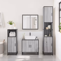 vidaXL Bathroom Mirror Cabinet Wall Mounted Cabinet Cupboard Engineered Wood - grey sonoma