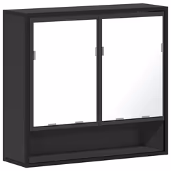 vidaXL Bathroom Mirror Cabinet Smoked Oak 65x20x60 cm Engineered Wood - black