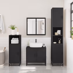 vidaXL Bathroom Mirror Cabinet Smoked Oak 65x20x60 cm Engineered Wood - black