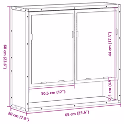 vidaXL Bathroom Mirror Cabinet Smoked Oak 65x20x60 cm Engineered Wood - black