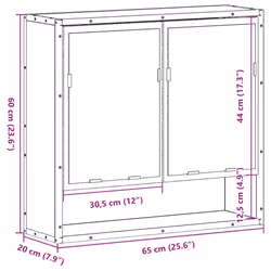 vidaXL Bathroom Mirror Cabinet Smoked Oak 65x20x60 cm Engineered Wood - grey sonoma