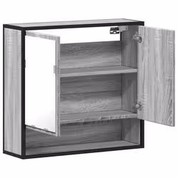 vidaXL Bathroom Mirror Cabinet Smoked Oak 65x20x60 cm Engineered Wood - grey sonoma - Additional view 7