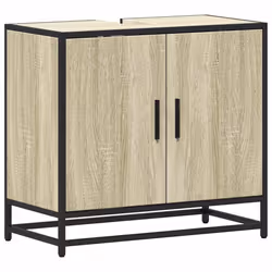 vidaXL Bathroom Sink Cabinet Smoked Oak 65x33x60 cm Engineered Wood - sonoma oak