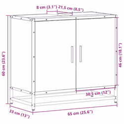 vidaXL Bathroom Sink Cabinet Smoked Oak 65x33x60 cm Engineered Wood - sonoma oak - Additional view 10