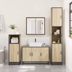 vidaXL Bathroom Sink Cabinet Grey Sonoma 90x33x60 cm Engineered Wood - sonoma oak
