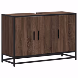 vidaXL Bathroom Sink Cabinet Grey Sonoma 90x33x60 cm Engineered Wood - brown oak
