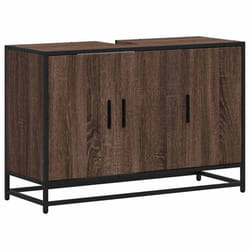 vidaXL Bathroom Sink Cabinet Grey Sonoma 90x33x60 cm Engineered Wood - brown oak