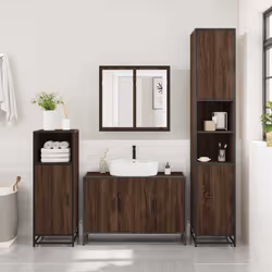 vidaXL Bathroom Sink Cabinet Grey Sonoma 90x33x60 cm Engineered Wood - brown oak