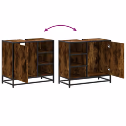 vidaXL Bathroom Sink Cabinet Sink Storage Cupboard Sideboard Engineered Wood - smoked oak - Additional view 8
