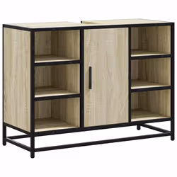 vidaXL Bathroom Sink Cabinet Smoked Oak 80x33x60 cm Engineered Wood - sonoma oak