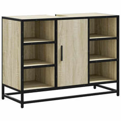 vidaXL Bathroom Sink Cabinet Smoked Oak 80x33x60 cm Engineered Wood - sonoma oak