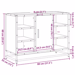 vidaXL Bathroom Sink Cabinet Smoked Oak 80x33x60 cm Engineered Wood - sonoma oak