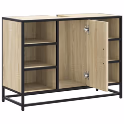 vidaXL Bathroom Sink Cabinet Smoked Oak 80x33x60 cm Engineered Wood - sonoma oak - Additional view 5