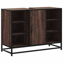 vidaXL Bathroom Sink Cabinet Smoked Oak 80x33x60 cm Engineered Wood - brown oak