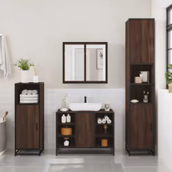 vidaXL Bathroom Sink Cabinet Smoked Oak 80x33x60 cm Engineered Wood - brown oak