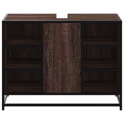 vidaXL Bathroom Sink Cabinet Smoked Oak 80x33x60 cm Engineered Wood - brown oak - Additional view 4