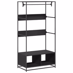 vidaXL Wardrobe Closet Cupboard Clothes Storage Organiser Engineered Wood - black