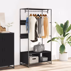 vidaXL Wardrobe Closet Cupboard Clothes Storage Organiser Engineered Wood - black