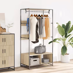 vidaXL Wardrobe Closet Cupboard Clothes Storage Organiser Engineered Wood - sonoma oak