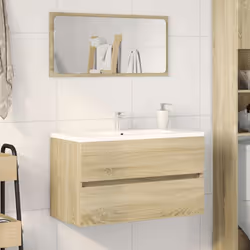 vidaXL Bathroom Cabinet with Mirror Storage Cupboard Vanity Unit Sonoma Oak
