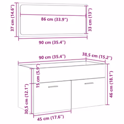 vidaXL Bathroom Furniture Set 2 Piece Sink Cabinet Sonoma Oak Engineered Wood - Additional view 2