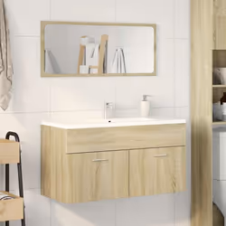 vidaXL Bathroom Furniture Set 2 Piece Sink Cabinet Sonoma Oak Engineered Wood - Additional view 4