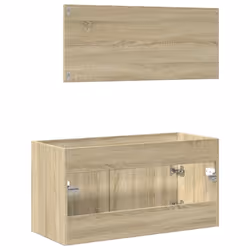 vidaXL Bathroom Furniture Set 2 Piece Sink Cabinet Sonoma Oak Engineered Wood - Additional view 6