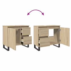vidaXL Bathroom Cabinet Storage Cabinet Vanity Unit Sonoma Oak Engineered Wood - Additional view 4