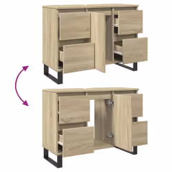 vidaXL Bathroom Cabinet Storage Cabinet Vanity Unit Sonoma Oak Engineered Wood - Additional view 5
