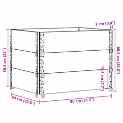 vidaXL Pallet Collars Garden Raised Bed Vegetable Planter Box Solid Wood Pine - grey, 80 x 60 cm/ 3 pcs - Additional view 7