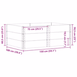 vidaXL Pallet Collars Garden Raised Bed Vegetable Planter Box Solid Wood Pine - black, 150 x 100 cm/ 3 pcs - Additional view 3