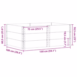 vidaXL Pallet Collars Garden Raised Bed Vegetable Planter Box Solid Wood Pine - grey, 150 x 100 cm/ 3 pcs - Additional view 3