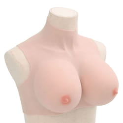 vidaXL SiliconeÂ BreastplateÂ for Crossdressers Fake Breast Forms Tan H Cup - caucasian, h/ cotton