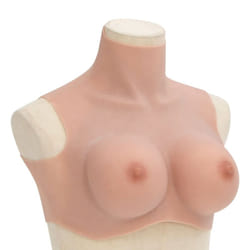 vidaXL SiliconeÂ BreastplateÂ for Crossdressers Fake Breast Forms Tan H Cup - natural, e/ cotton