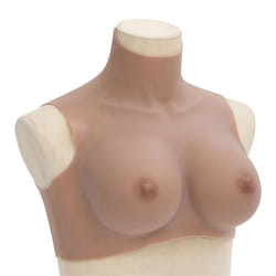 vidaXL SiliconeÂ BreastplateÂ for Crossdressers Fake Breast Forms Tan H Cup - tan, e/ cotton