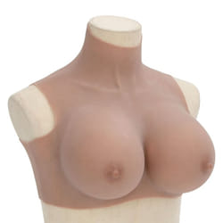 vidaXL SiliconeÂ BreastplateÂ for Crossdressers Fake Breast Forms Tan H Cup - tan, h/ cotton