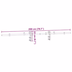 vidaXL Sliding Door Hardware Kit 200 cm Stainless Steel Silver