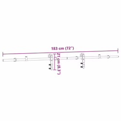vidaXL Sliding Door Hardware Kit Sliding Barn Door Stainless Steel Silver - 183 cm