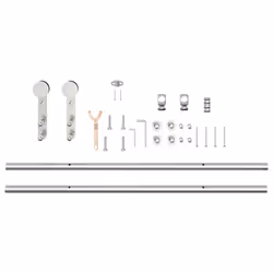 vidaXL Sliding Door Hardware Kit Sliding Barn Door Stainless Steel Silver - 183 cm - Additional view 4