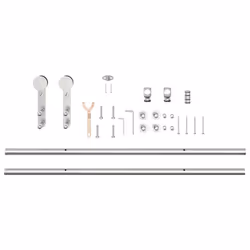 vidaXL Sliding Door Hardware Kit Sliding Barn Door Stainless Steel Silver - 200 cm - Additional view 4